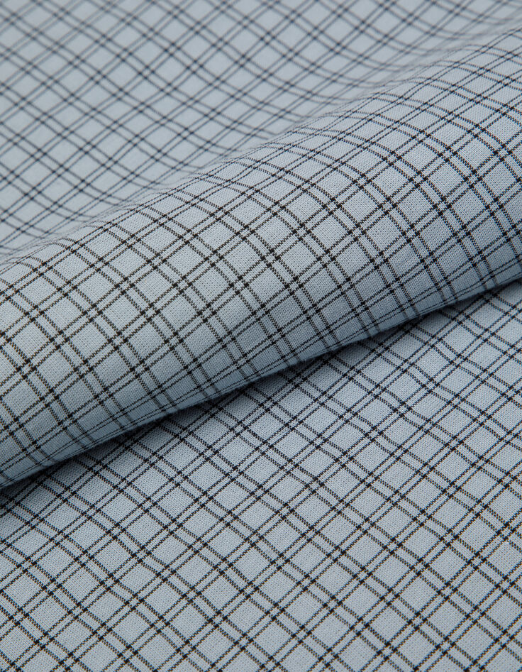 Chemise easy bleue motif carreaux manches longues Homme-8