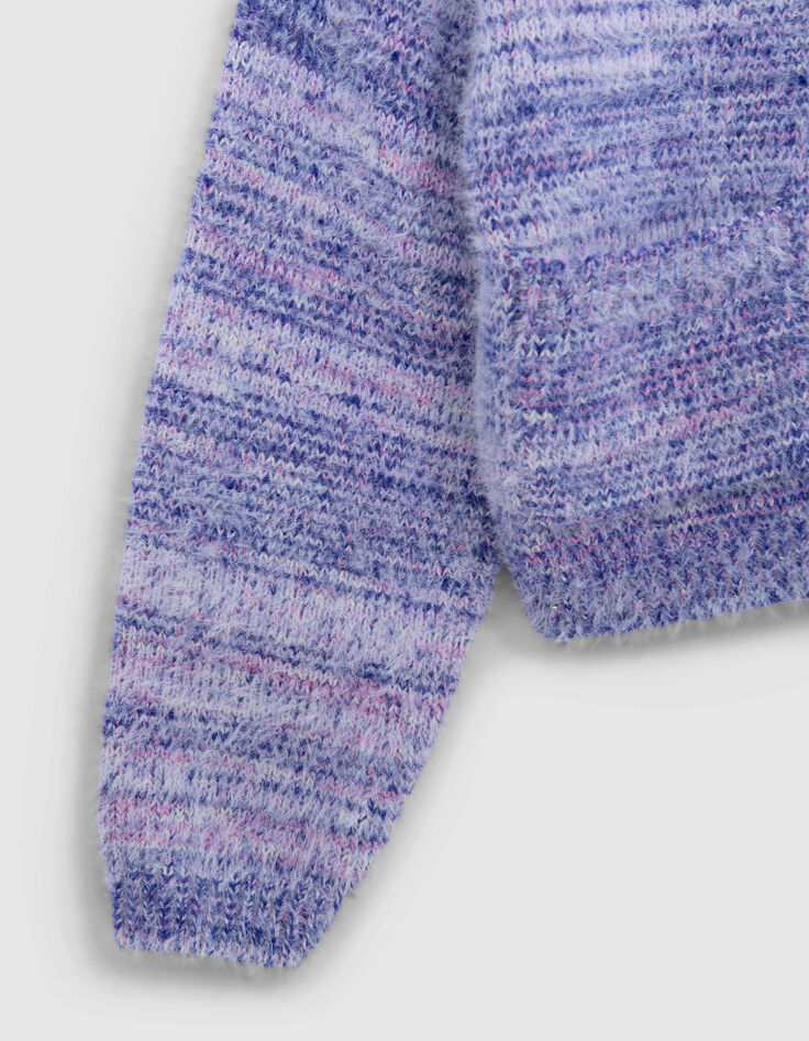 Chaqueta de punto azul y rosa para niña-4