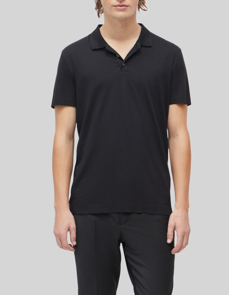 Pure Edition &ndash; schwarzes Herrenpoloshirt mit Lurexstreifen-1