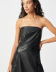 Vestido bustier cuero negro Mujer-3