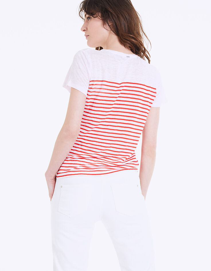 Tee-shirt marinière "Los Angeles" lin rose femme-3