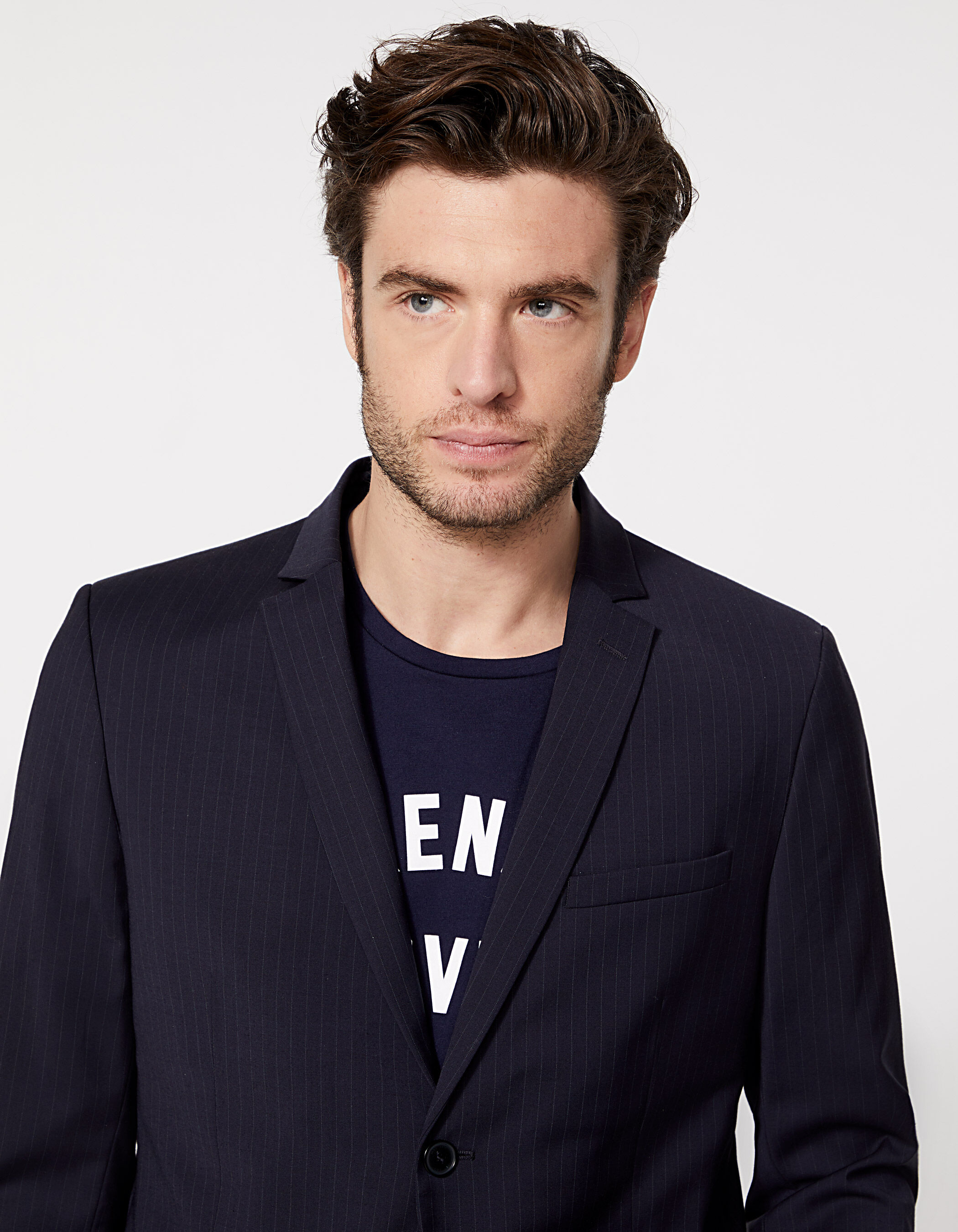 Veste De Survêtement Trojan Homme - Manches Rayées, Col Et Poignets Côtelés, Couleur Navy