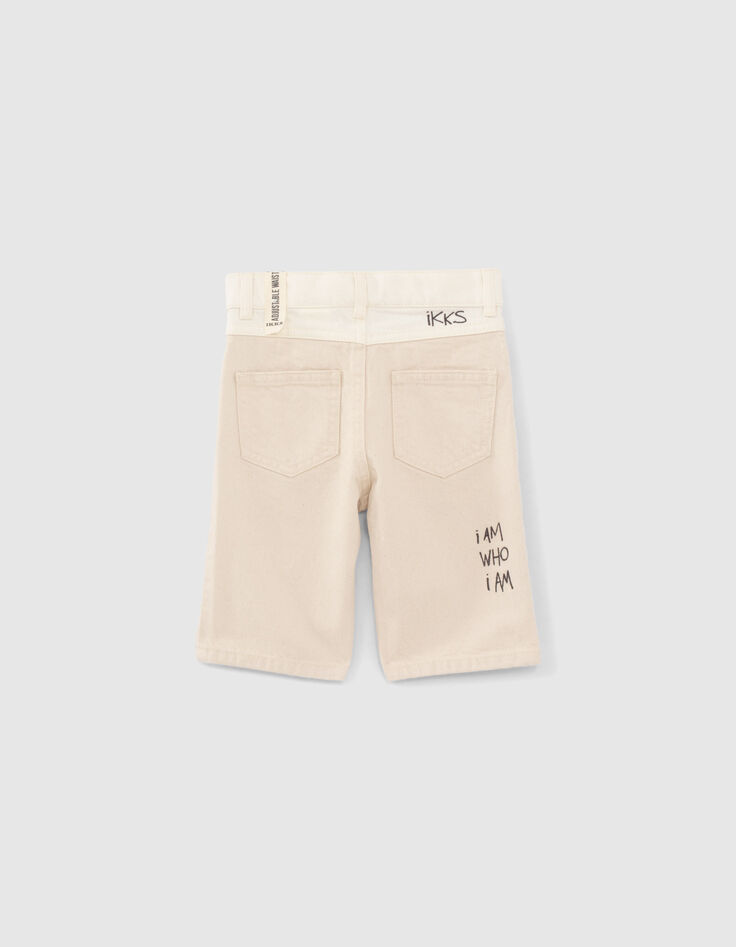 Boys&rsquo; ivory denim Bermudas with embroidery and patches-3
