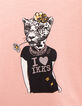 Mädchen-T-Shirt aus Biobaumwolle, Leo-Rock-Motiv, Peach-2