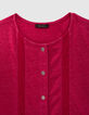 Girls’ fuchsia pink T-shirt dress, press studs down front-3
