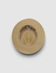 Beige hoed stro-effect met ecru bies-7