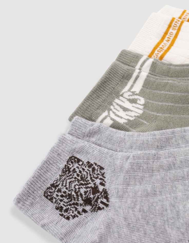 Chaussettes kaki, grises, écrues garçon-6