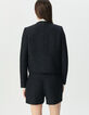 Chaqueta corta azul marino tweed lentejuelas mujer-3
