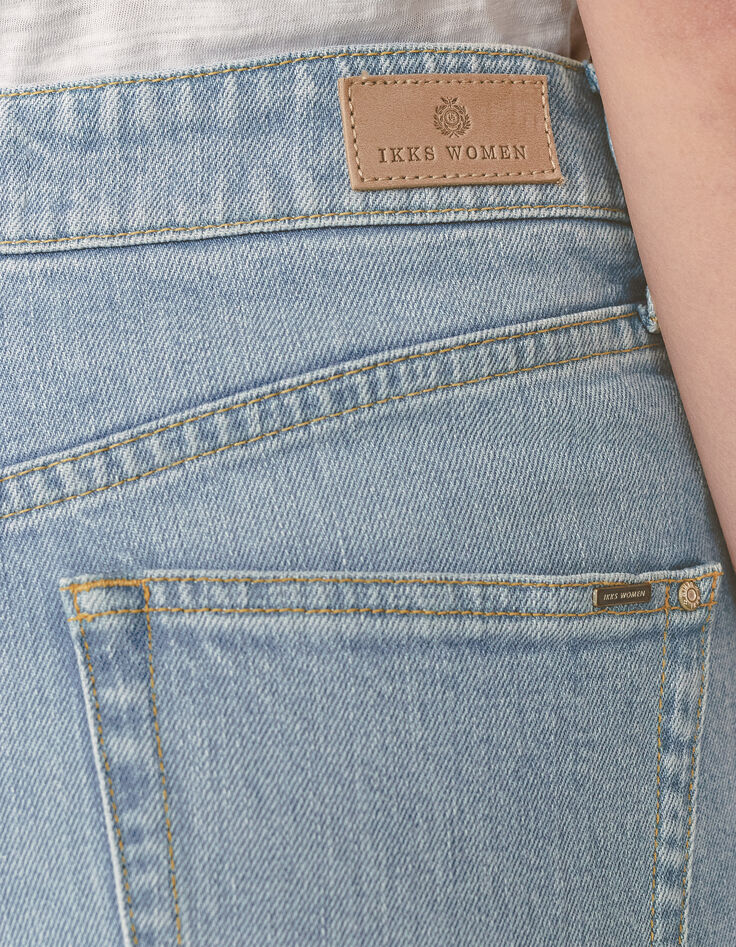 Jean slouchy bleu clair mid waist longueur cropped femme-5