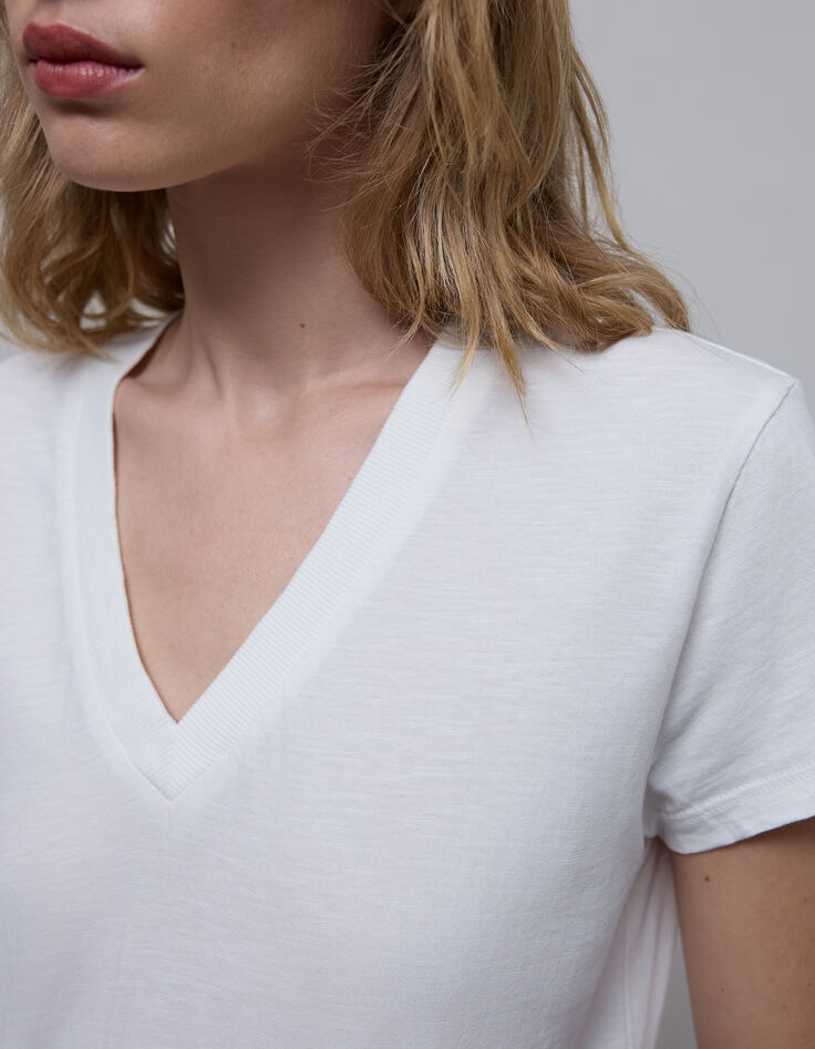 Women’s off-white cotton T-shirt, embroidered lightning-5 Women’s off-white cotton T-shirt, embroidered lightning-5