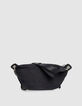 Women’s navy flannel and leather mix 1440 waist bag-3