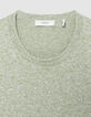 Pull col rond vert tricot fin moulin&eacute; Homme-5