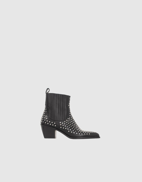 Botines Chelsea cuero negro tachuelas all-over mujer