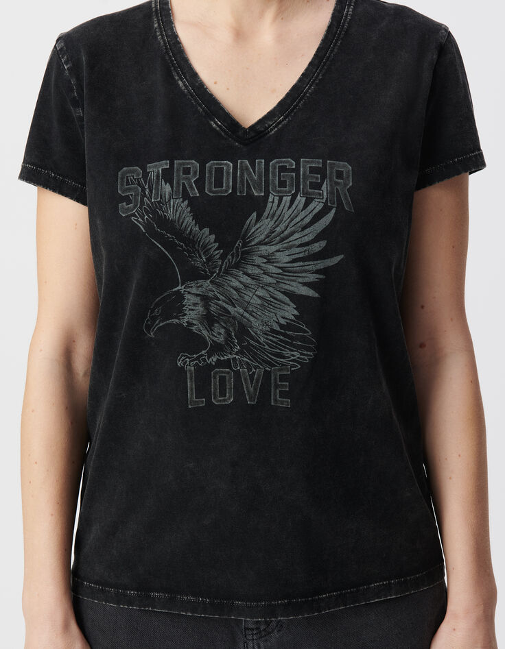 Graues T-Shirt, Rundhals, Rock, Adler-4