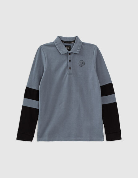 Boys’ storm mixed-fabric polo shirt with 2-tone sleeves