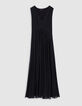 Robe longue noire d&eacute;tail pliss&eacute; taille Femme-6
