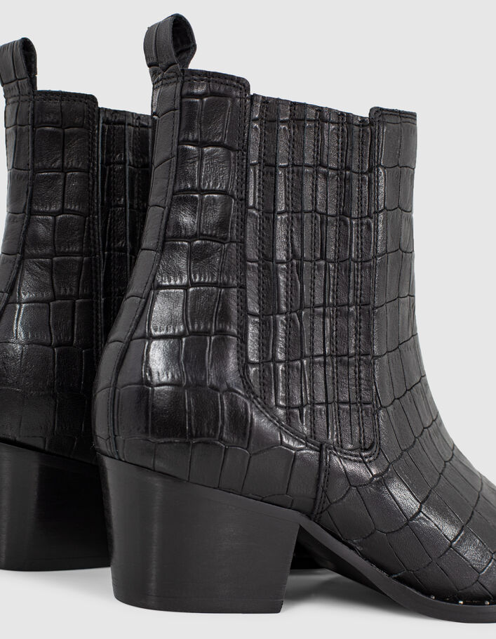 Chelsea boots zwart leer krokodil-effect dames-6
