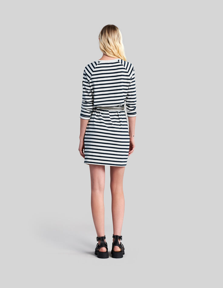 Vestido marinero crudo insignia manga Mujer-3