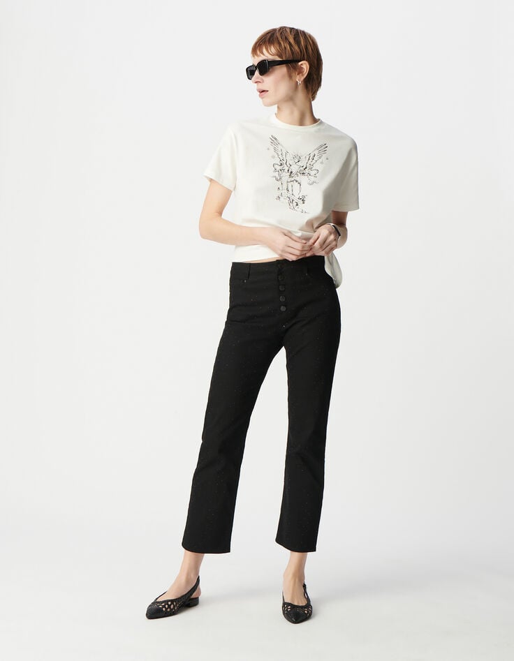Tee-shirt blanc coton bio à nouer statue ailée Femme-1 Tee-shirt blanc coton bio à nouer statue ailée Femme-1