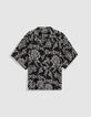 Zwart vloeiend damesshirt met barokke bloemenprint-7