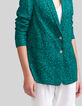 Veste de costume émeraude recyclée imprimé paon Femme-4