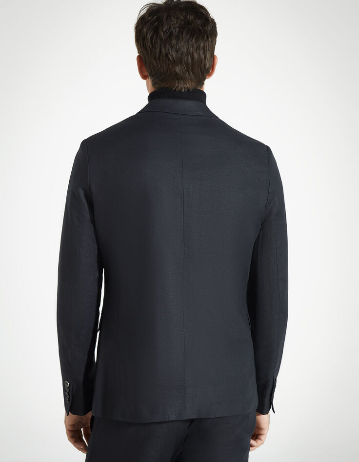 Chaqueta negra jacquard algodón lino Hombre-3