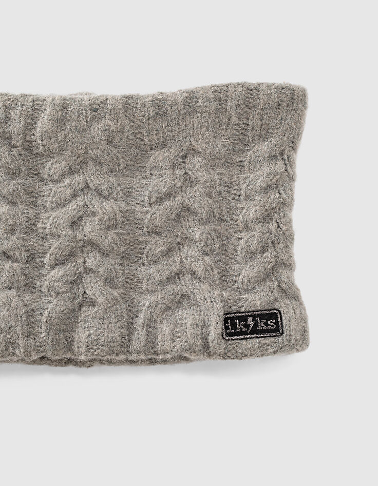 Bonnet et snood gris chiné moyen torsadés bébé fille -5