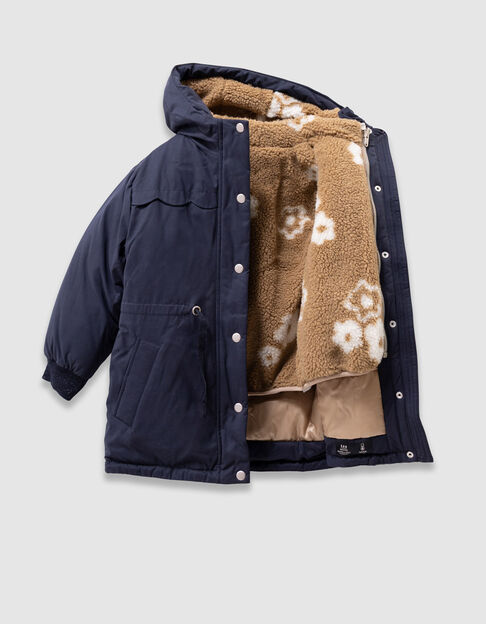 Parka 3-en-1 bleue doudoune r&eacute;versible fille - IKKS