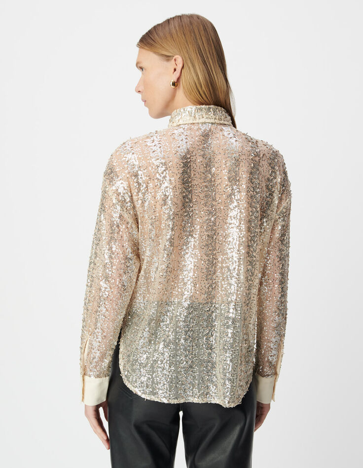 Women’s gold bead and sequin-embroidered shirt-3