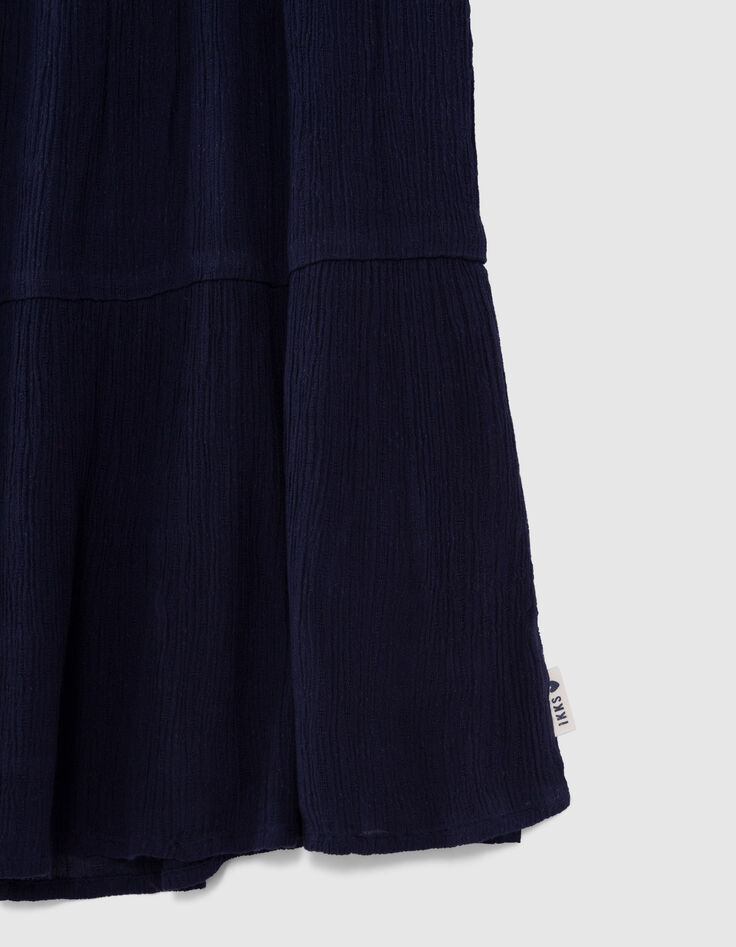 Marineblaues Mädchenkleid aus Krepp mit Atebas-Stickerei-6