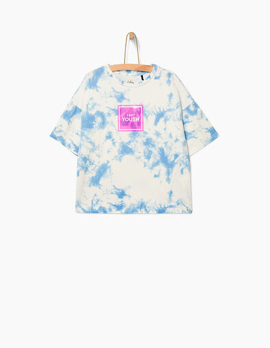 Girls' lavender-blue tie-dye T-shirt - IKKS