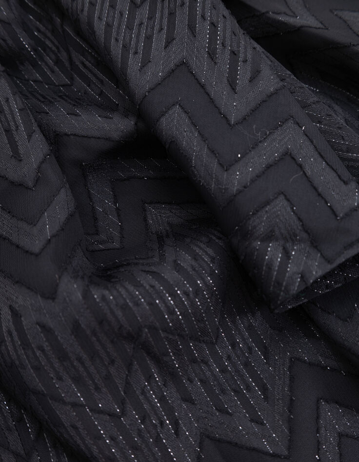 Jupe courte noire voile jacquard chevrons lurex Femme-8