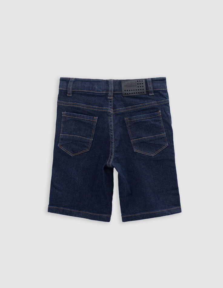 Boys’ upcycled raw denim Bermuda shorts, zipped pockets-5