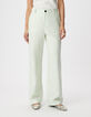 Pantalon de tailleur vert mix lin coton Femme-2
