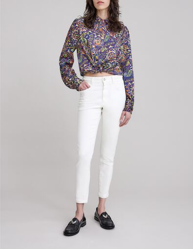 Pantalón vaquero slim blanco stretch cinturón trenzado - IKKS