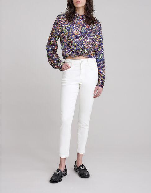 Pantalón vaquero slim blanco stretch cinturón trenzado - IKKS