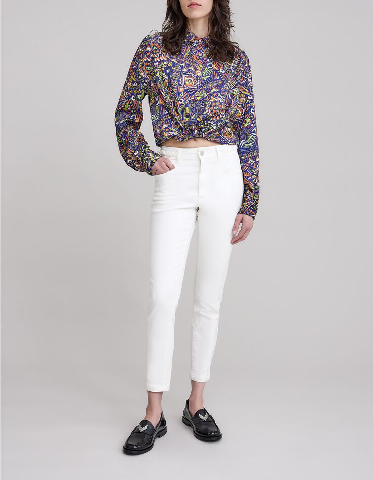Pantalón vaquero slim blanco stretch cinturón trenzado-1