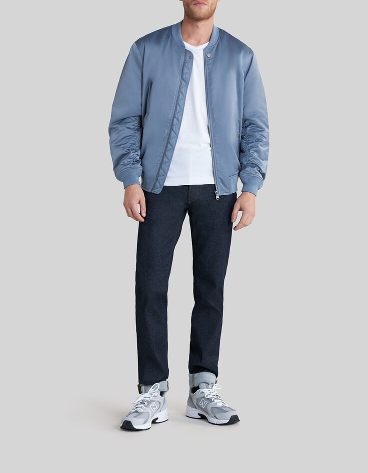 Bomber light blue en nylon satiné Homme-8