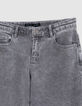 Grijze afgewassen WIDE LEG jeans meisjes-3