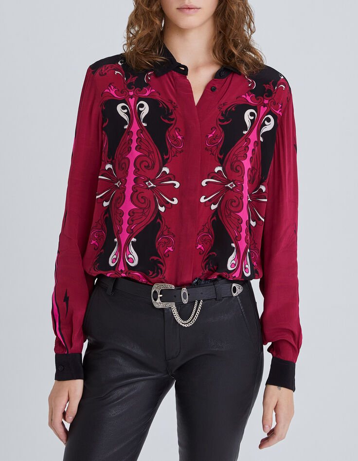 Chemise en viscose imprimé placé femme-1