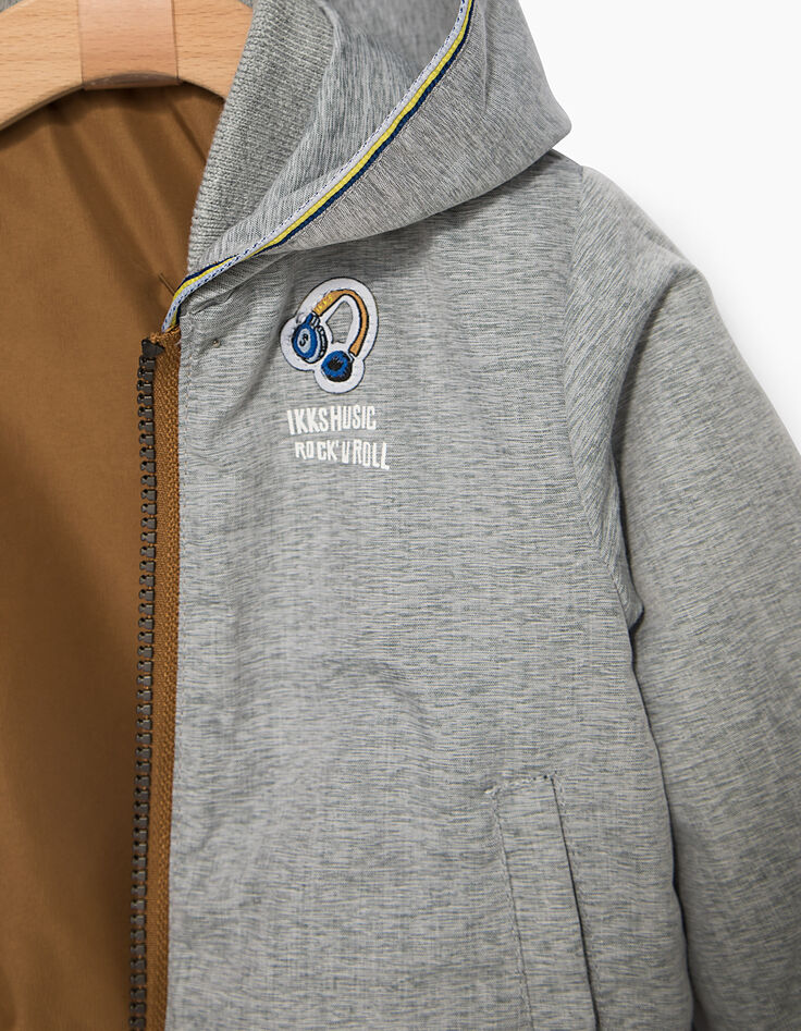 Blouson réversible camel et gris bébé garçon -3 Blouson réversible camel et gris bébé garçon -3