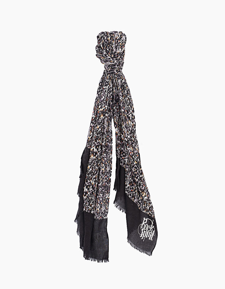 Chèche apport laine imprimé plumes "Rock Spirit" femme-1 Chèche apport laine imprimé plumes "Rock Spirit" femme-1