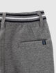 Middengrijze tricot broek gestreepte taille jongens -5