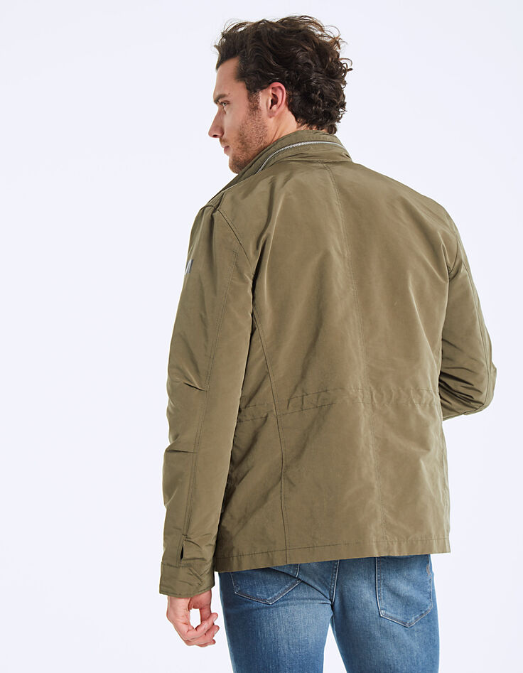 Men's khaki safari jacket, camouflage lining-4 Men's khaki safari jacket, camouflage lining-4