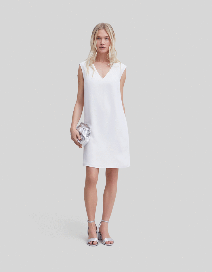 Vestido blanco roto reciclado collar detrás mujer-1