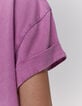 Tee-shirt en coton rose délavé visuel message rock-5