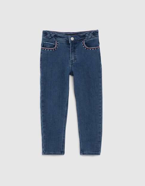 Jean MOM bleu Waterless broderies Atebas fille - IKKS
