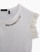 Ensemble robe salopette en jean et tee-shirt blanc fille-8