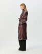 Bordeauxroter Damen-Trenchcoat lang Vinyloptik-3