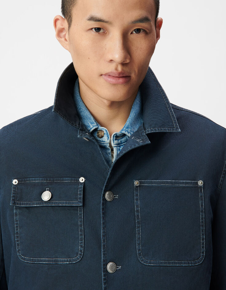 Veste saharienne bleu fonc&eacute; multipoches Homme-5